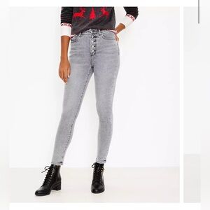 LOFT Tall Button Front High Rise Skinny Jeans in Vintage Grey Wash $79.50 🔥 NWT